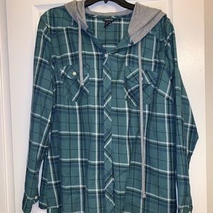 Blue plaid light sweater button up Torrid